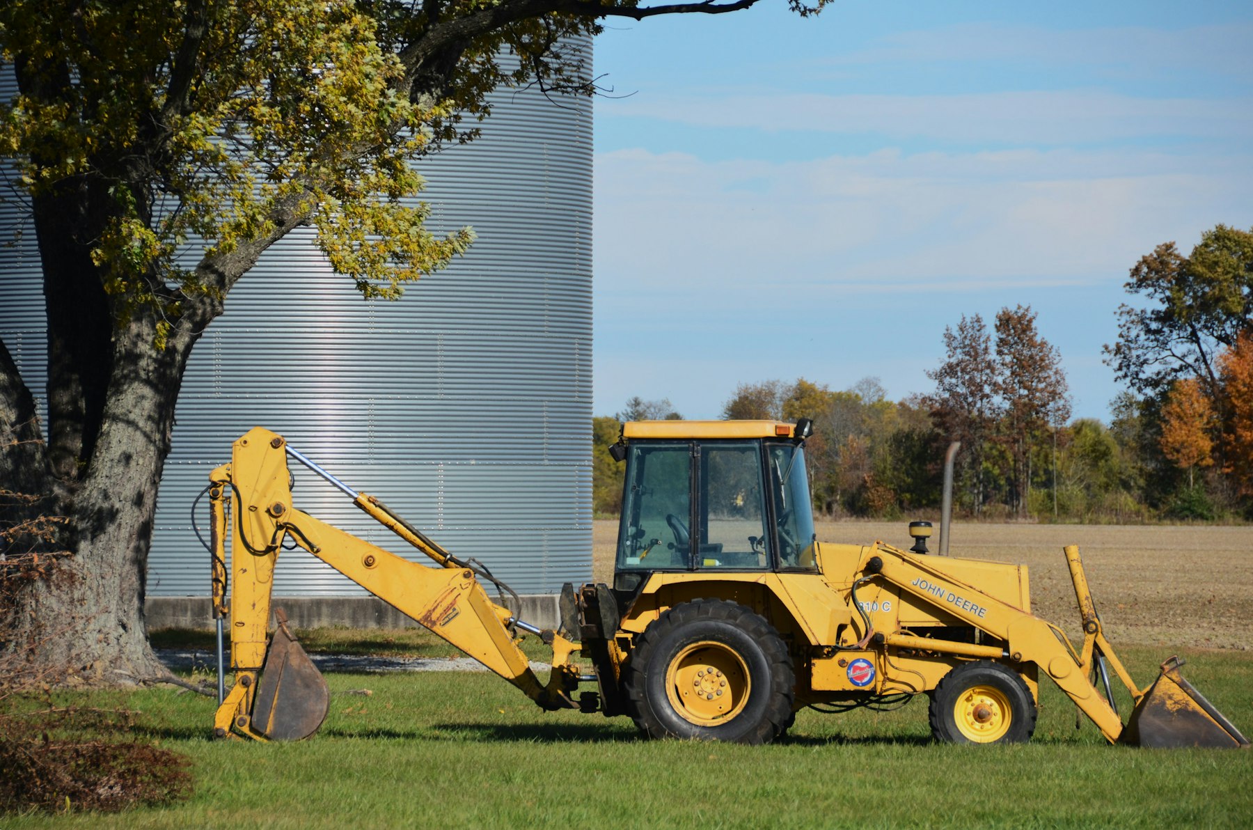 Backhoe loader on a job site