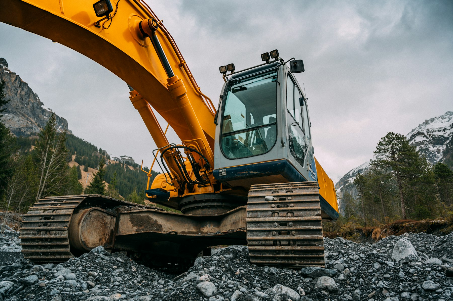 Excavator on a rocky job site