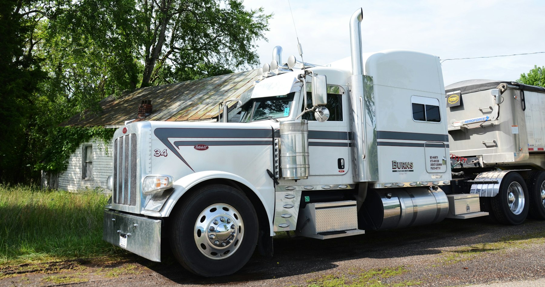White semi truck tractor
