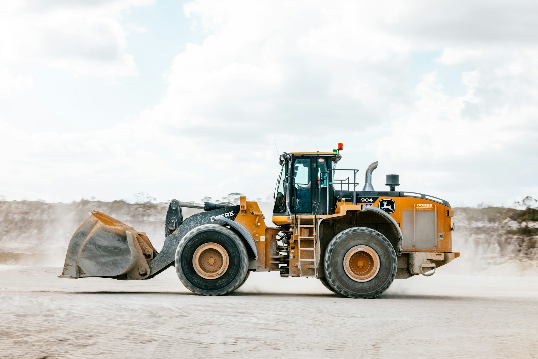 Wheel loader working in a yard